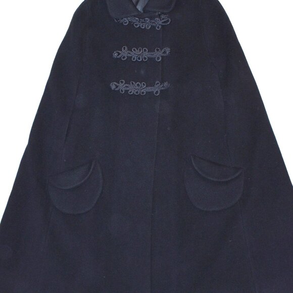 Rare Vintage Fairbrooke Wool Black Cloak Cape Coat Long Swing Style - Picture 4 of 12